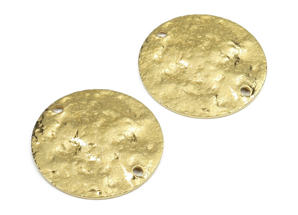 Brass Round Connectors - Raw Brass Wavy Round Pendant - Brass Connector Charms - 2 Holes - Jewelry Supplies - 20.19x1.05mm - PP2587 - DOMEDBAZAAR