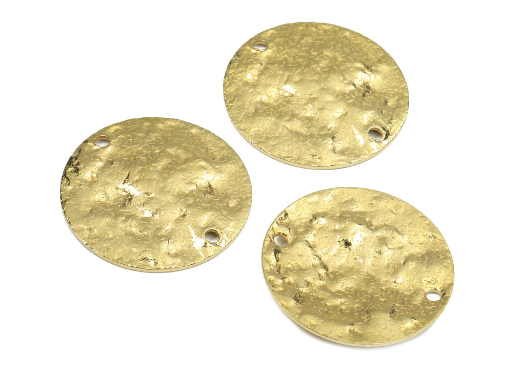 Brass Round Connectors - Raw Brass Wavy Round Pendant - Brass Connector Charms - 2 Holes - Jewelry Supplies - 20.19x1.05mm - PP2587 - DOMEDBAZAAR