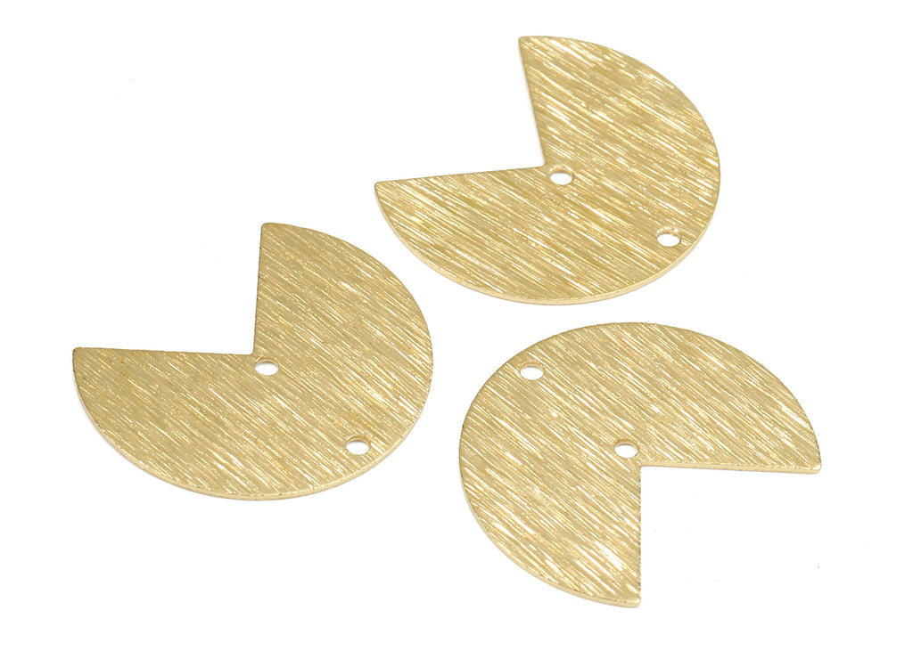 Brass Round Connectors - Raw Brass Fan Pendant Necklace - Brass Connector Charms - 2 Holes - Jewelry Supplies - 20.02x17.04x0.7mm - PP2649 - DOMEDBAZAAR
