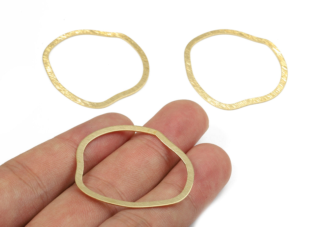 Brass Circle Ring Charms - Raw Brass Texture Circle Earrings and Pendant - Brass Circle Connectors - 38.03x36.68x0.58mm - PP2479 - DOMEDBAZAAR