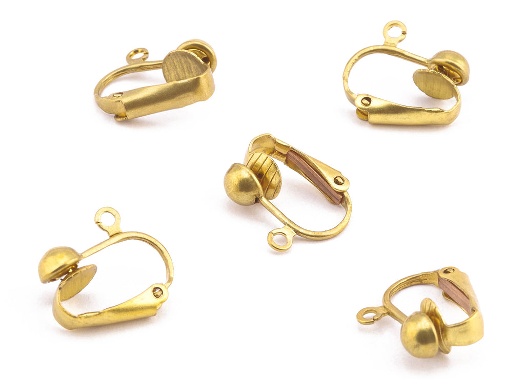 Brass Earring Clips - Raw Brass Screw Back Clips Earrings - Screwback Clip on Earrings - Jewelry Supplies - 15.56x14.28mm - PP2210 - DOMEDBAZAAR