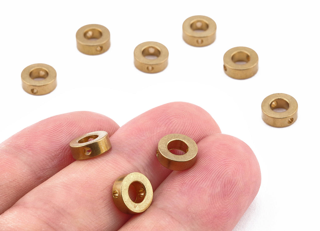 Brass Spacer Round Beads - Raw Brass Round Beads - Spacer Connectors - Earring Findings - Jewelry Supplies - 7.98x2.81x2.08mm - PP2255 - DOMEDBAZAAR
