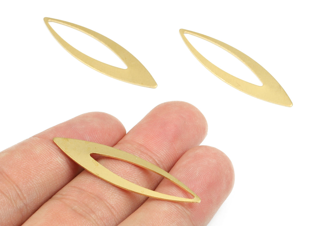 Brass Oval Charms - Raw Brass Oval Connector -  Brass Connector Pendant - Earring Finding -  Jewelry Supplies  - 41.85x12.04x0.66mm - PP2559 - DOMEDBAZAAR