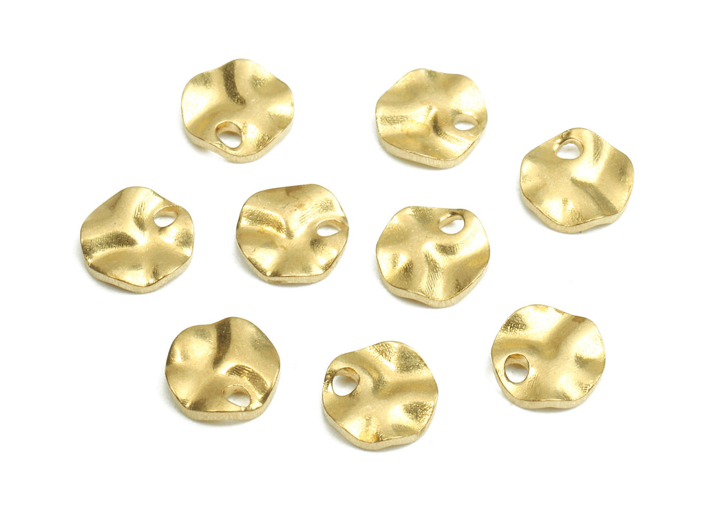 Brass Wavy Round Charms - Raw Brass Wavy Round Earrings and Pendant - Earring Findings - Jewelry Supplies - 10x10x1.77mm - PP2575 - DOMEDBAZAAR