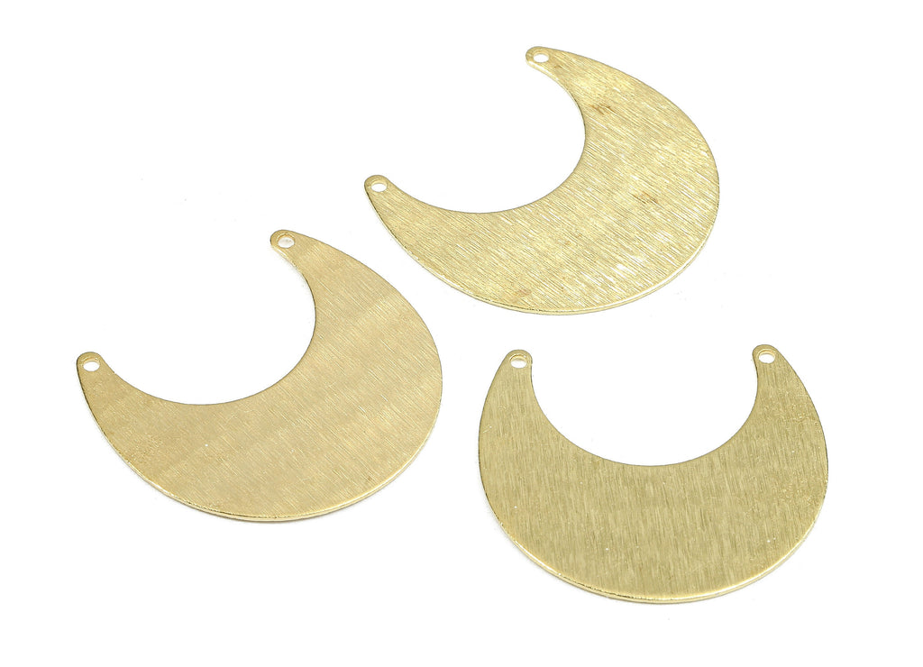 Brass Moon Connectors - Raw Brass Moon Pendant and Necklace - Brass Texture Moon Connectors - 2 Holes - 25.06x23.02x0.79mm - PP2656 - DOMEDBAZAAR