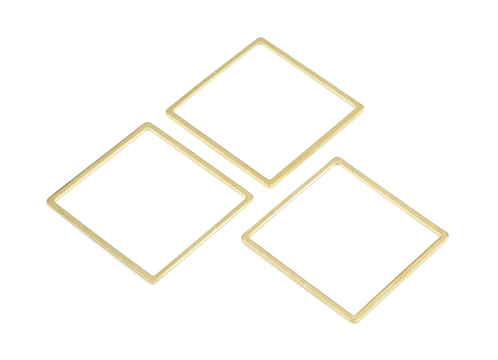 Brass Square Ring Charms - Raw Brass Square Earrings and Pendant - Brass Square Connectors - Jewelry Supplies - 35.58x35.58x0.98mm - PP2704 - DOMEDBAZAAR
