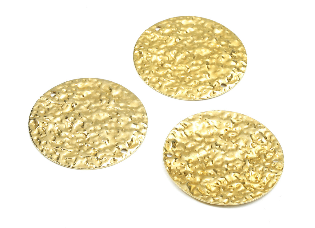 Brass Round Connectors - Raw Brass Wavy Round Pendant - Brass Connector Necklace - 2 Holes - Jewelry Supplies - 30.12x30.12x1.03mm - PP2465 - DOMEDBAZAAR
