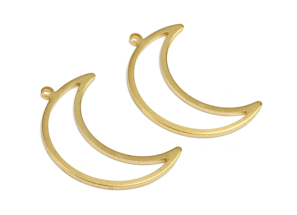 Brass Moon Charms - Raw Brass Hollow Moon Earrings and Pendant - Brass Moon Necklace - Jewelry Supplies - 25.98x8.64x1.18mm - PP2708 - DOMEDBAZAAR