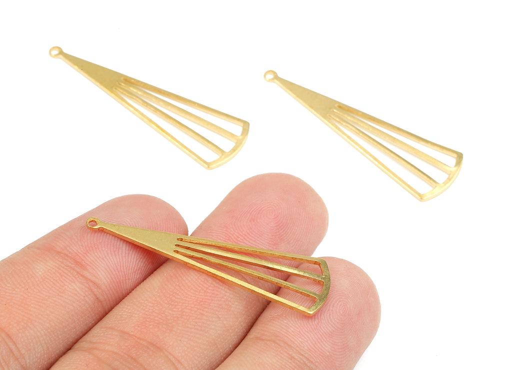 Brass Triangle Charms - Raw Brass Triangle Earrings and Pendant - Brass Triangle Necklace - Jewelry Supplies - 38.82x12.46x1.12mm - PP2692 - DOMEDBAZAAR