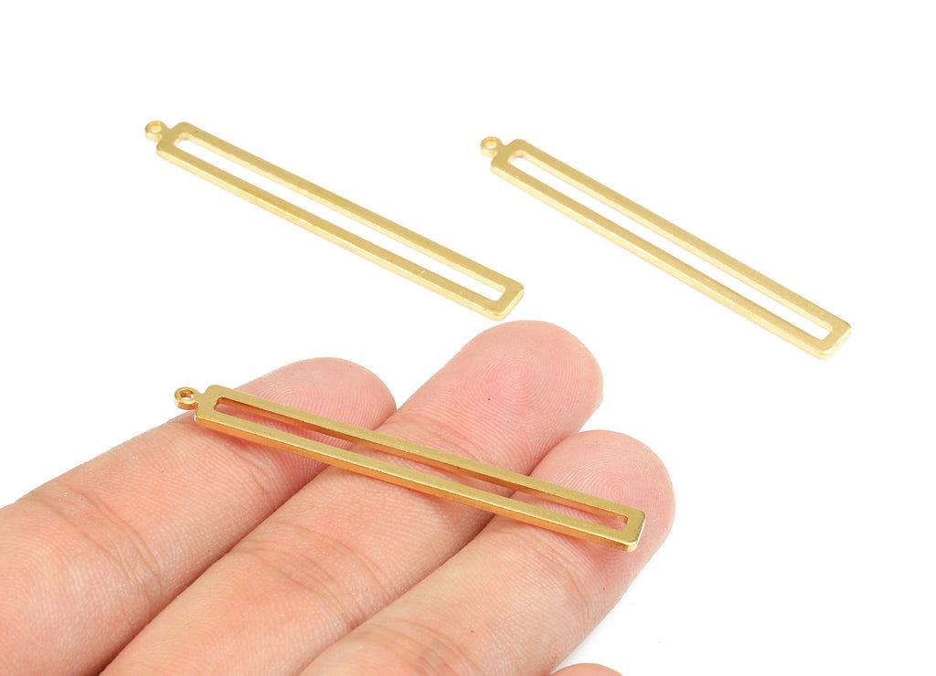Brass Strip Charms - Raw Brass Strip Earrings and Pendant - Brass Strip Necklace - Jewelry Supplies - 53.13x6.39x1.2mm - PP2614 - DOMEDBAZAAR