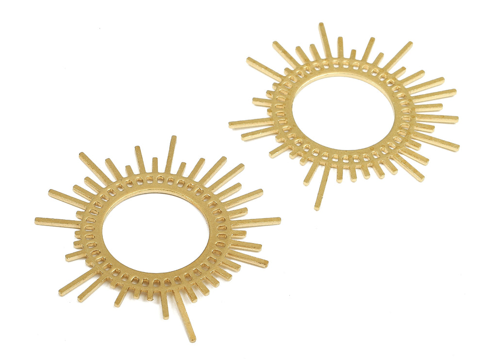 Brass Sun Charms - Raw Brass Sun Earrings and Pendant - Brass Sun Necklace - Jewelry Supplies - 45.72x43.46x1.03mm - PP2505 - DOMEDBAZAAR