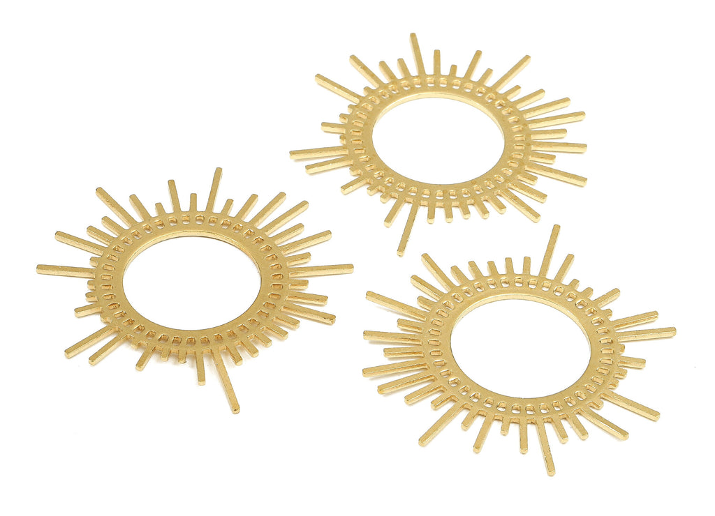 Brass Sun Charms - Raw Brass Sun Earrings and Pendant - Brass Sun Necklace - Jewelry Supplies - 45.72x43.46x1.03mm - PP2505 - DOMEDBAZAAR