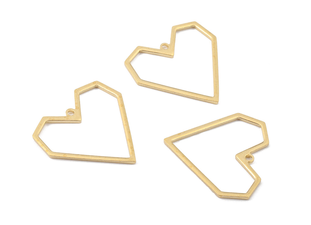 Brass Heart Charms - Raw Brass Heart Earrings and Pendant - Brass Heart Necklace - Jewelry Supplies - 19.64x19.73x1.09mm - PP2592 - DOMEDBAZAAR
