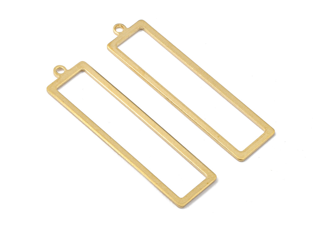 Brass Rectangle Charms - Raw Brass Rectangle Earrings and Pendant - Brass Rectangle Necklace - 37.82x10.24x0.91mm - PP2541 - DOMEDBAZAAR