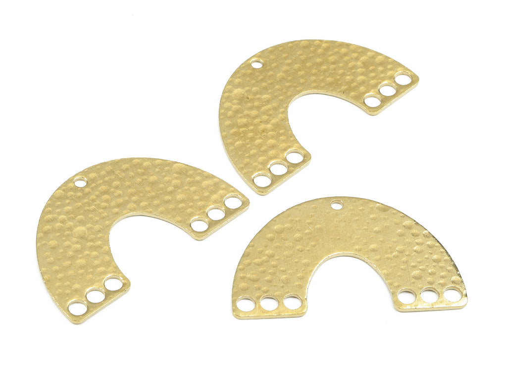 Brass U Connectors - Raw Brass Semi-Oval Pendant and Necklace - Brass Hammered U Connectors - 7Holes - 41.05x13.03x1.28mm - PP2689 - DOMEDBAZAAR