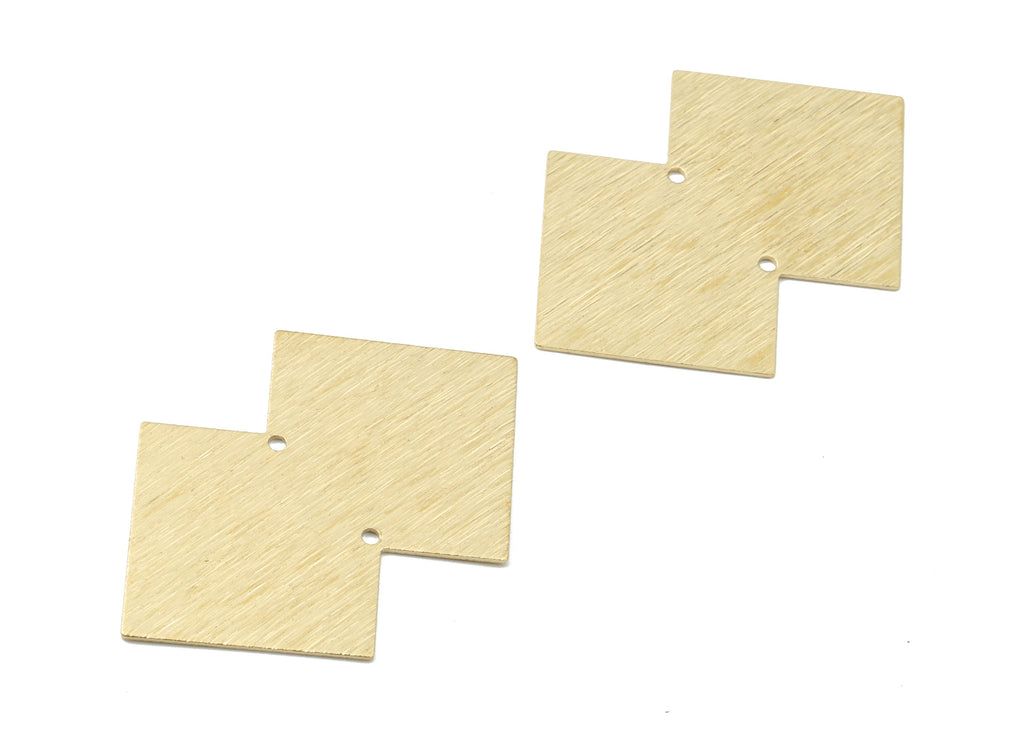 Brass Double Square Connectors - Raw Brass Textured Pendant and Necklace - Brass Earring Connectors - 2 Holes - 42.29x27.92x0.61mm - PP2508 - DOMEDBAZAAR