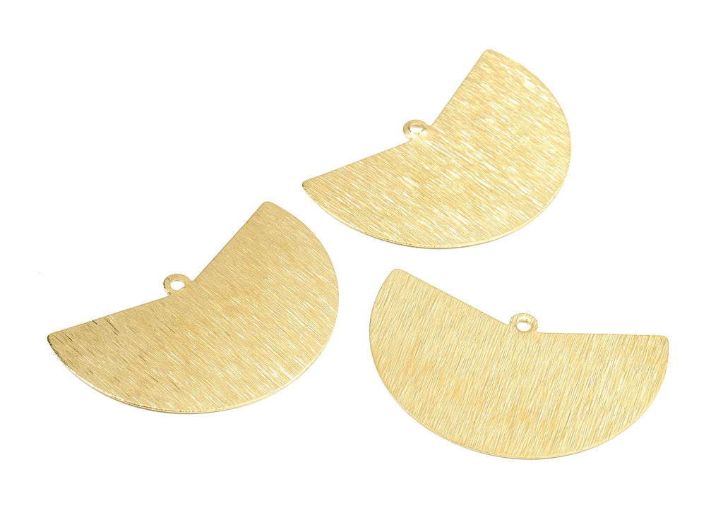 Brass Fan Charms - Raw Brass Texturde Fan Earrings and Pendant - Brass Fan Necklace - Jewelry Supplies - 38.17x23.01x0.55mm - PP2567 - DOMEDBAZAAR