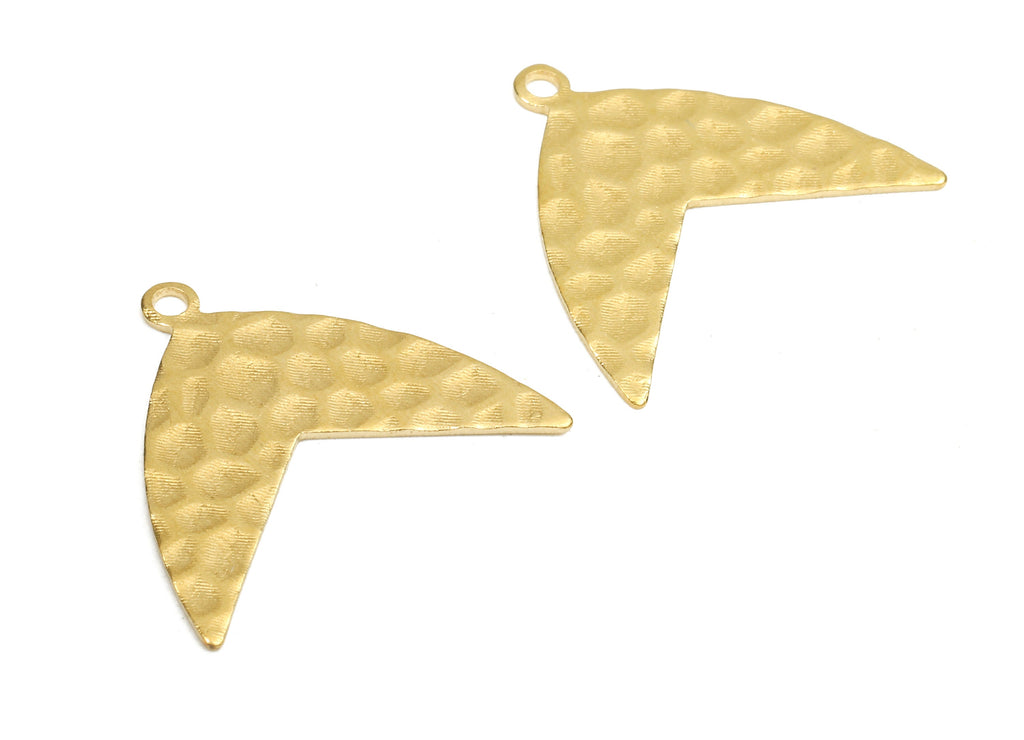 Brass Hammered Charms - Raw Brass Hammered Earrings and Pendant - Earring Findings - Jewelry Supplies - 19.98x11.23x0.59mm - PP2475 - DOMEDBAZAAR