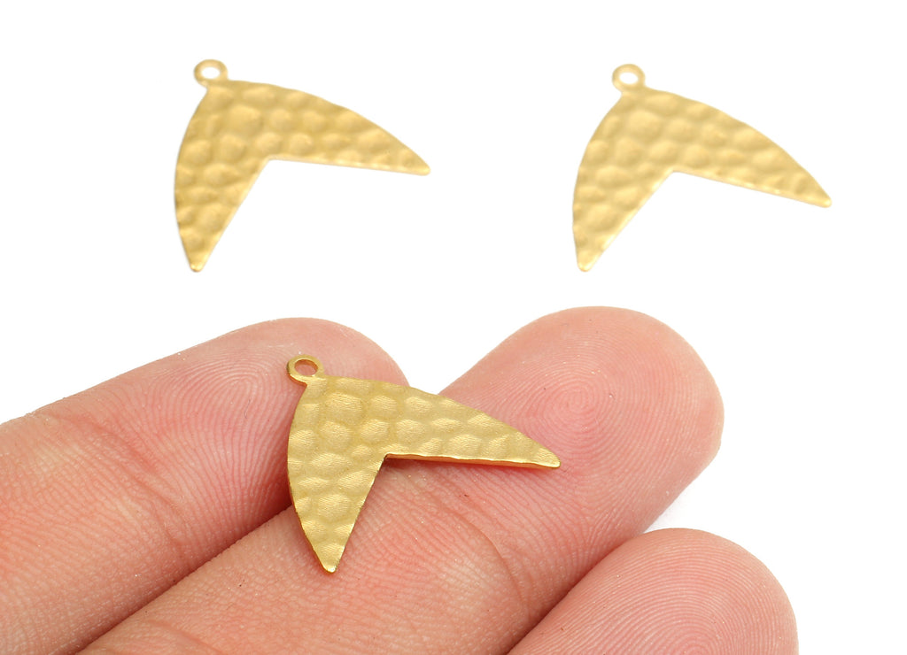 Brass Hammered Charms - Raw Brass Hammered Earrings and Pendant - Earring Findings - Jewelry Supplies - 19.98x11.23x0.59mm - PP2475 - DOMEDBAZAAR