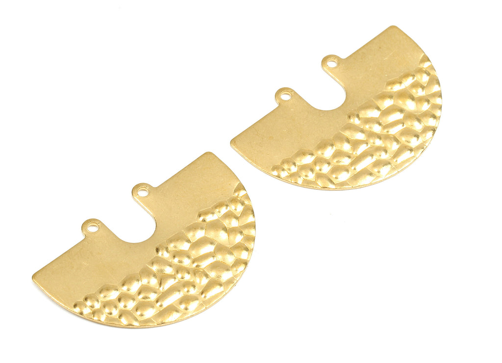 Brass Wavy Semicircle Connectors - Raw Brass Wavy U Earrings and Pendant - 2 Holes - Brass Wavy Findings - 33.12x22.03x0.9mm - PP2577 - DOMEDBAZAAR