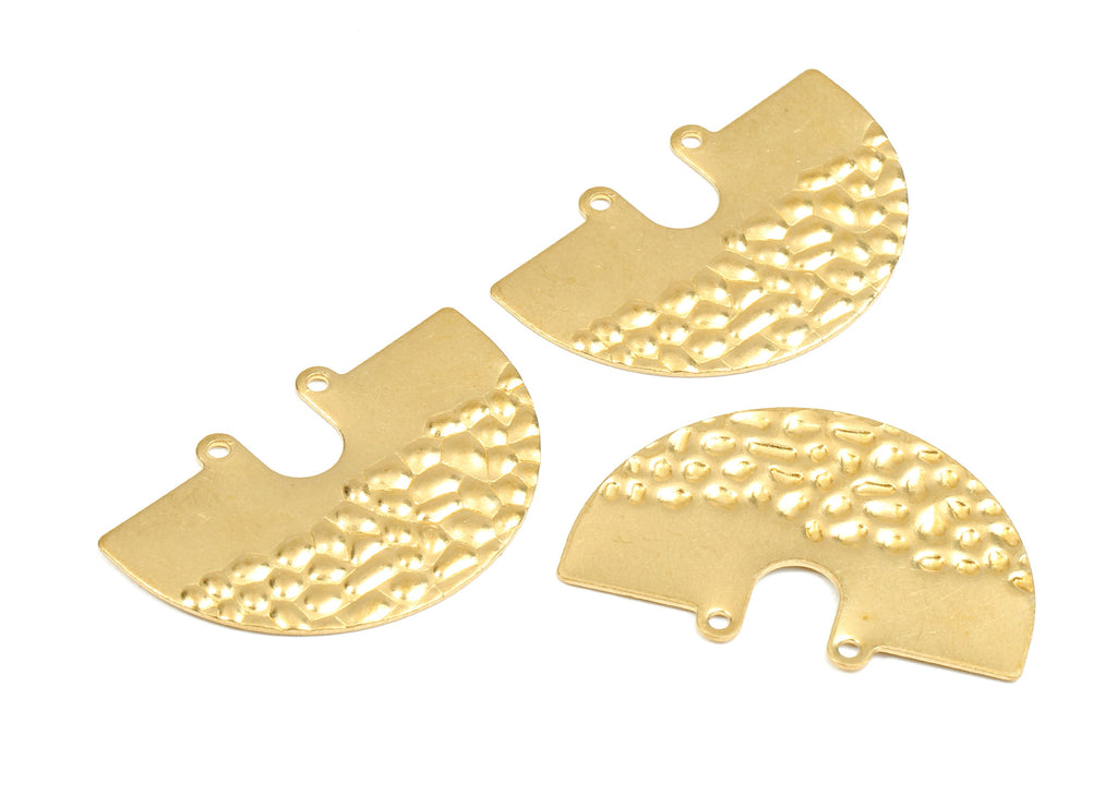 Brass Wavy Semicircle Connectors - Raw Brass Wavy U Earrings and Pendant - 2 Holes - Brass Wavy Findings - 33.12x22.03x0.9mm - PP2577 - DOMEDBAZAAR
