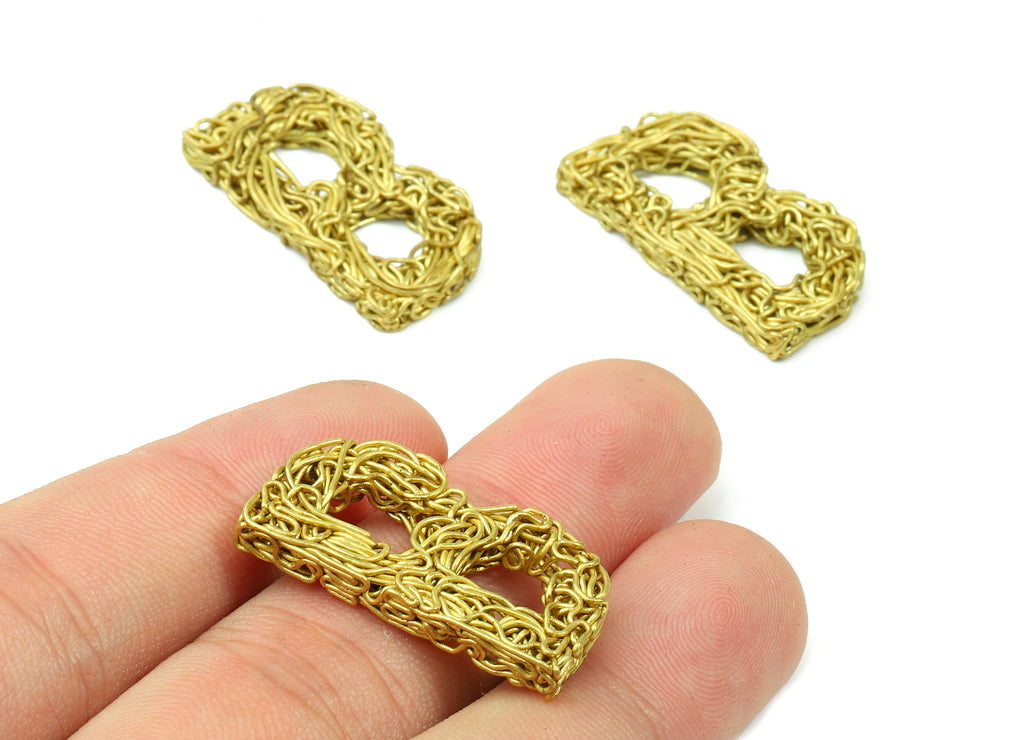 Brass B letter Pendant - Raw Brass Hammered Wire Letter B Alphabets Charms  - Jewelry Supplies - 28.57x15.39x3.45mm - PP2920 - DOMEDBAZAAR