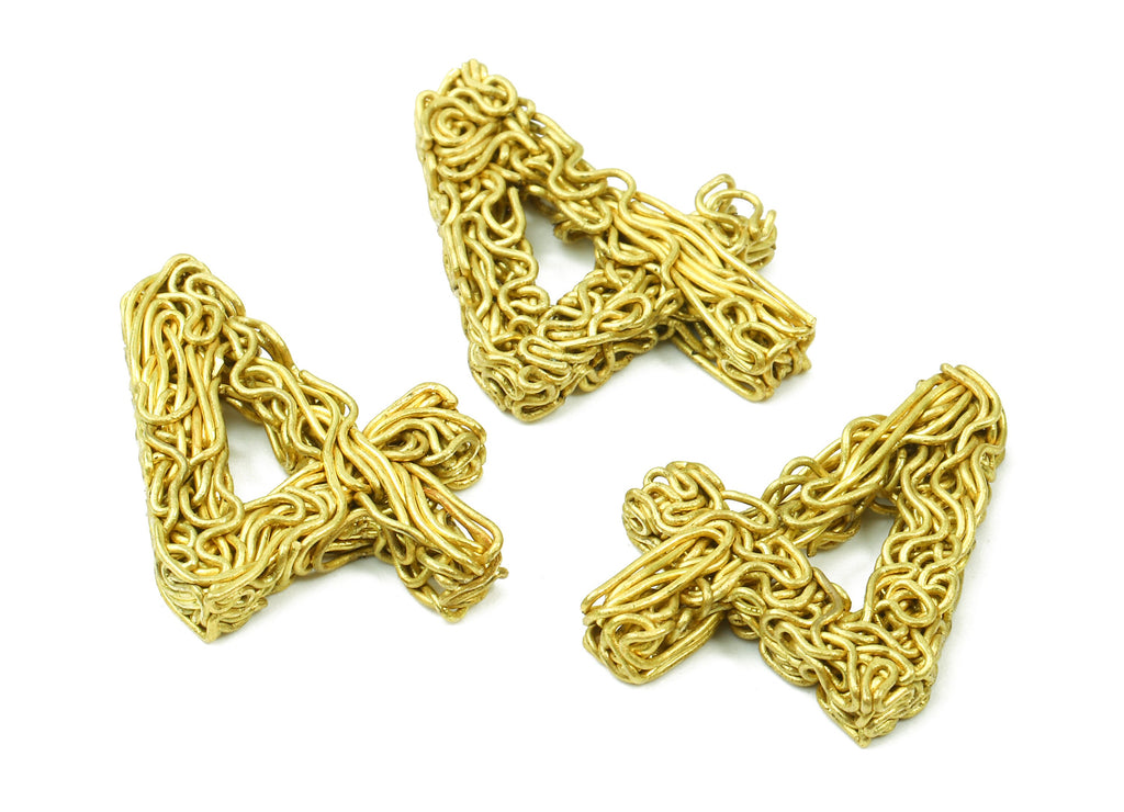 Brass 4 Number Pendant - Raw Brass Hammered Wires 4 Number Charms - Jewelry Supplies - 25.8x18.29x3.67mm - PP2913 - DOMEDBAZAAR