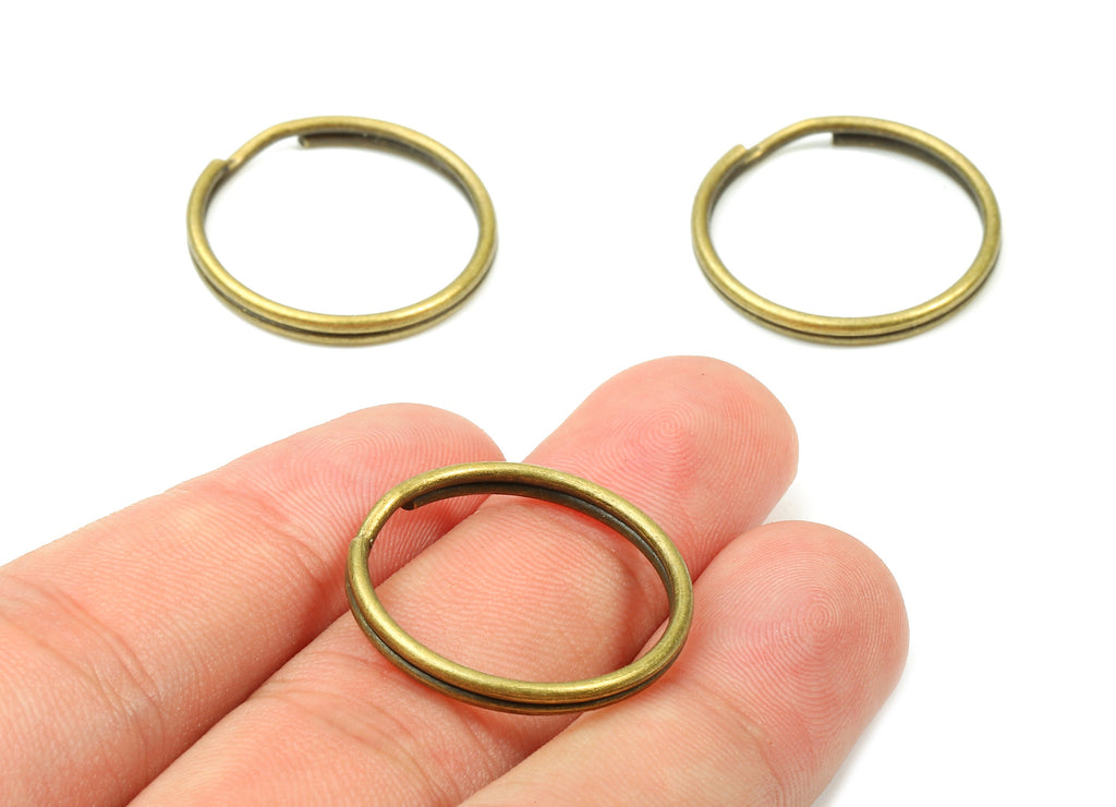 Antique Bronze Metal Key Rings - Split Rings - Circle Key Rings - Keychain Connectors - Key Ring Findings - 24.59x24.59x1.5mm - PP2851AB - DOMEDBAZAAR