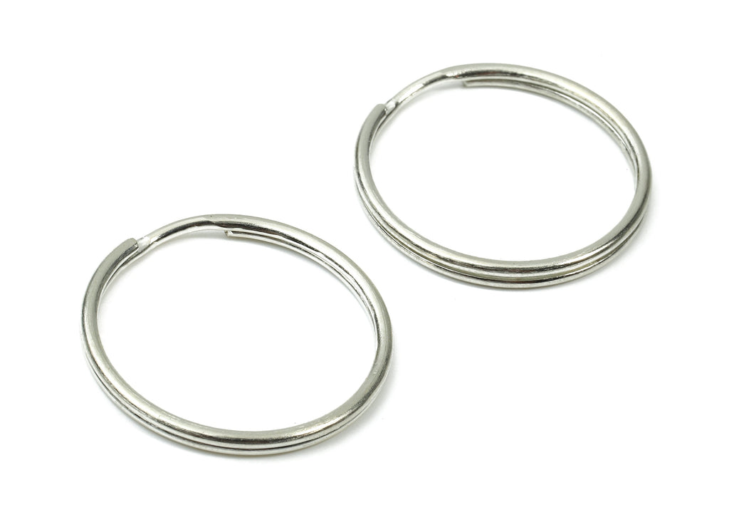 Silver Plated Metal Key Rings - Split Rings - Circle Key Rings - Keychain Connectors - Key Ring Findings - 29.37x29.37x1.73mm - PP2853S - DOMEDBAZAAR