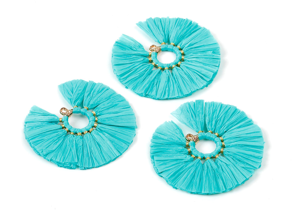 Raffia Fan Tassels Charms - Raffia Tassel Pendant - Jewelry Accessories - Handmade Tassels Jewelry - 54.16x54.16x3.49mm - RS1050 - DOMEDBAZAAR