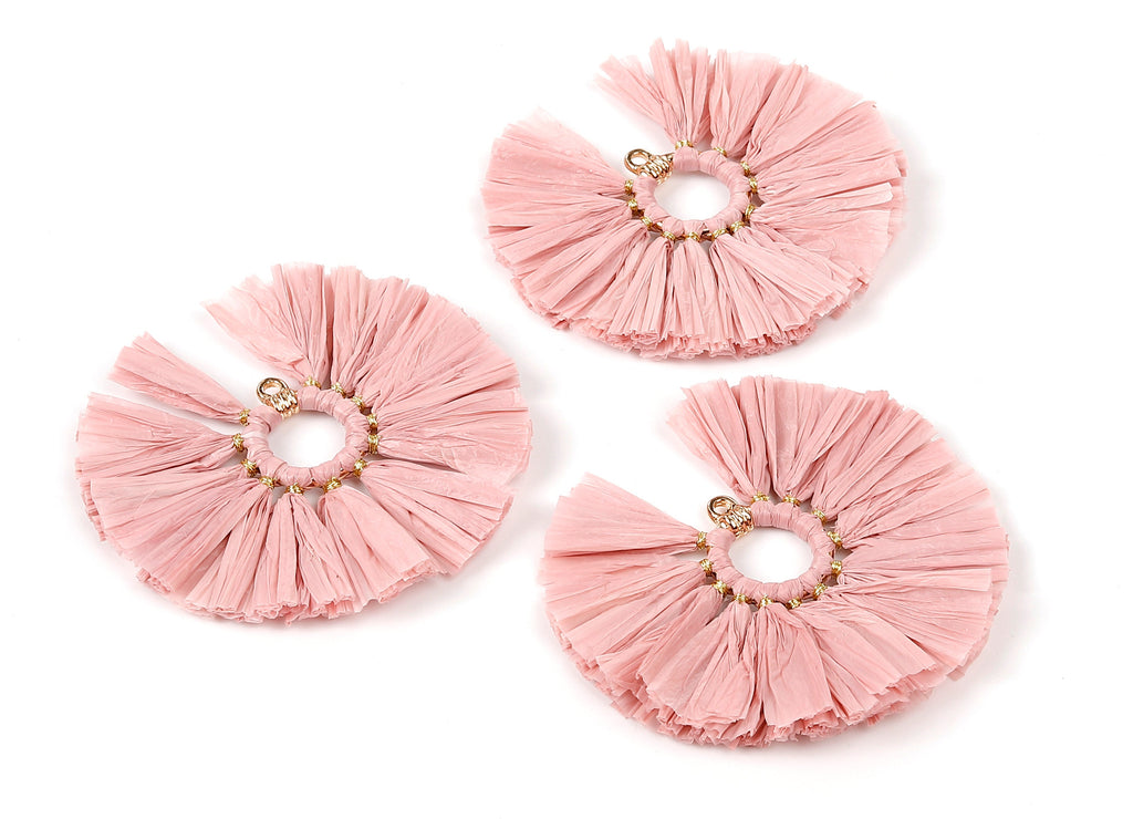 Raffia Fan Tassels Charms - Raffia Tassel Pendant - Jewelry Accessories - Handmade Tassels Jewelry - 54.16x54.16x3.49mm - RS1045 - DOMEDBAZAAR