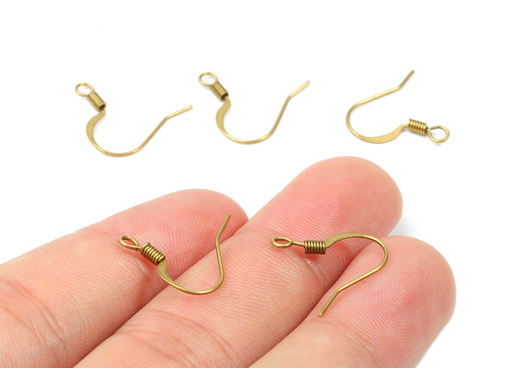 Brass Earring Hooks - Raw Brass Hammered Earring Wires - Earring Findings - Jewelry Supplies - 16.79x16.63x1.94mm - PP2829 - DOMEDBAZAAR
