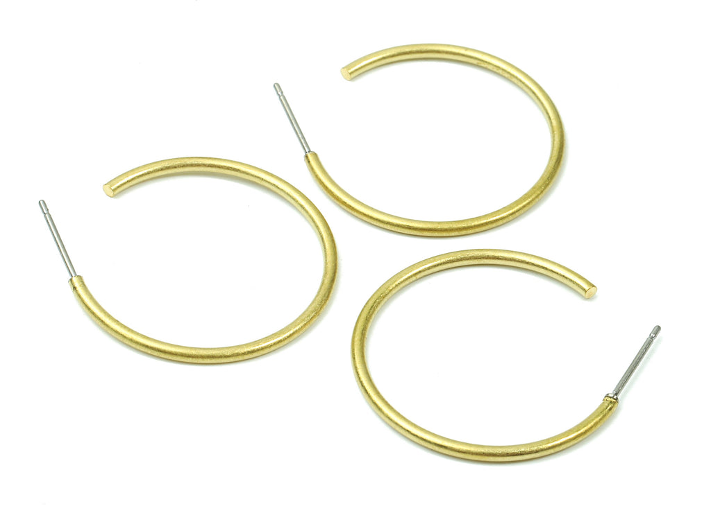 Brass C Earring Post 1.6x30 - Raw Brass C Earring Stud - Earring Posts - Jewelry Supplies - 28.1x28.1x1.7mm - PP2836 - DOMEDBAZAAR