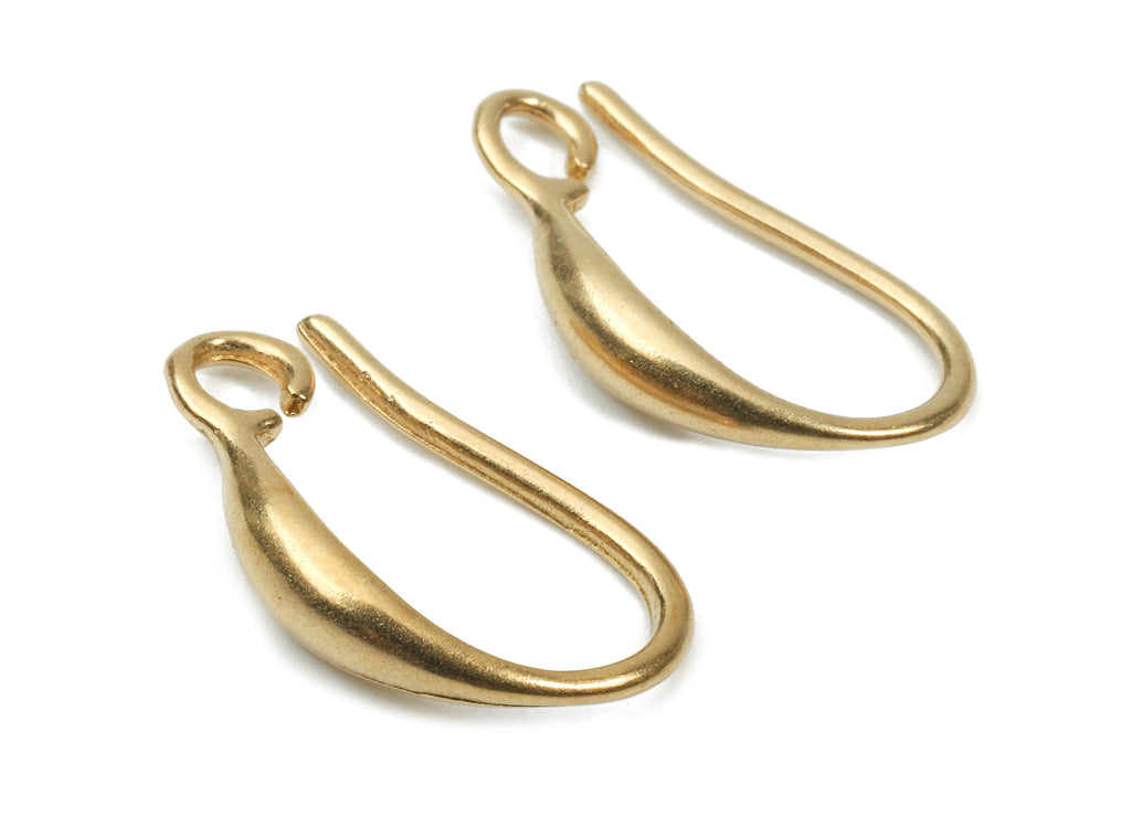 Brass Earring Hooks - Raw Brass Earring Wires - Brass Ear Hooks Findings - Jewelry Supplies - 15.35x8.51x1.78mm - PP2889 - DOMEDBAZAAR