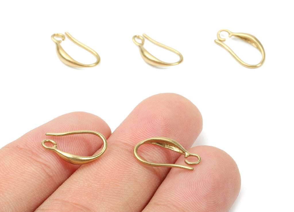 Brass Earring Hooks - Raw Brass Earring Wires - Brass Ear Hooks Findings - Jewelry Supplies - 15.35x8.51x1.78mm - PP2889 - DOMEDBAZAAR