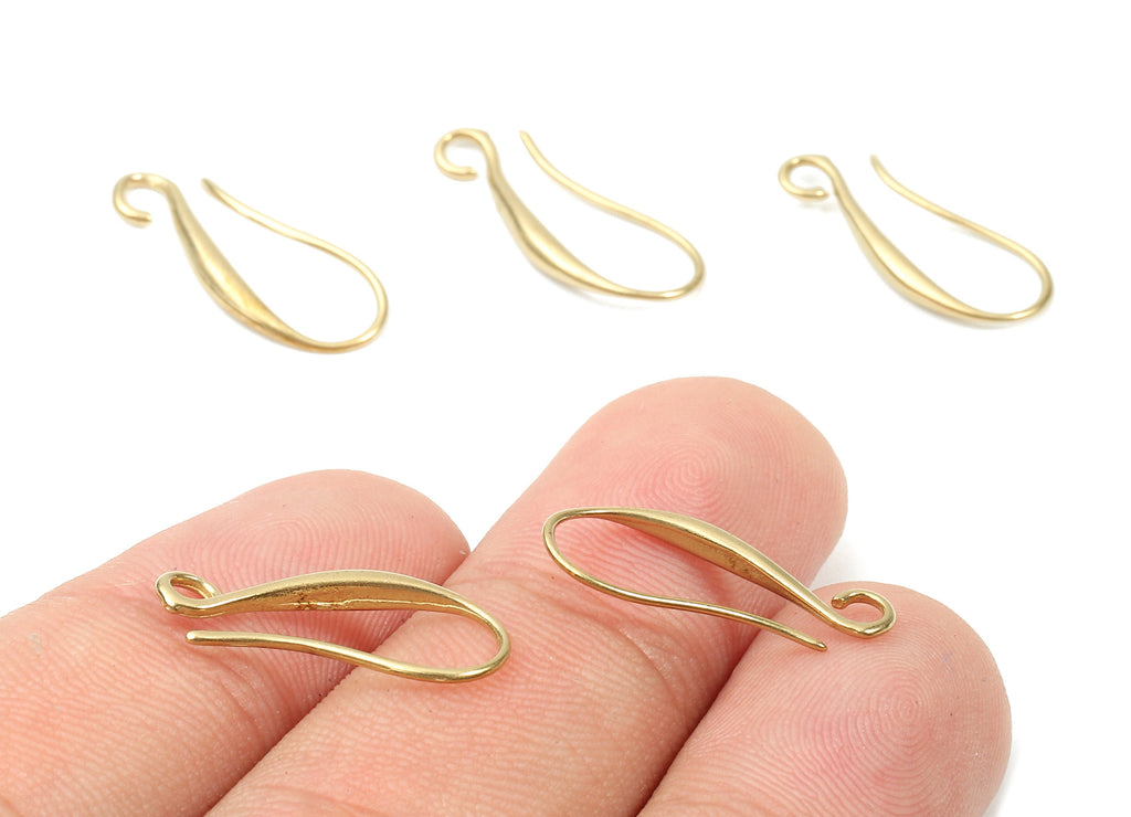Brass Earring Hooks - Raw Brass Earring Wires - Brass Ear Hooks Findings - Jewelry Supplies - 20.37x8.78x1.96mm - PP2885 - DOMEDBAZAAR