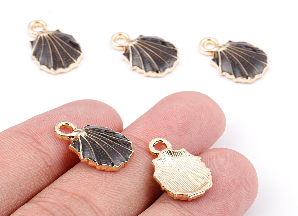 Alloy Mussel Shell Charms - Zinc Alloy Mussel Shell Earrings - Mussel Shell Enamel Pendant - Necklace Pendant - 18.36x12.07x1.73mm - ZZ1391C - DOMEDBAZAAR