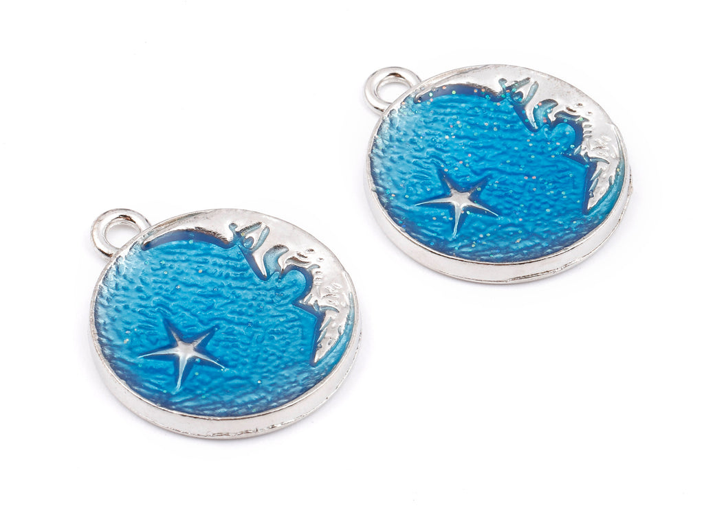 Alloy Planet Charms - Zinc Alloy Planet Earrings - Star Enamel Pendant - Necklace Pendant - 26.21x22.28x2.51mm - ZZ1413A - DOMEDBAZAAR