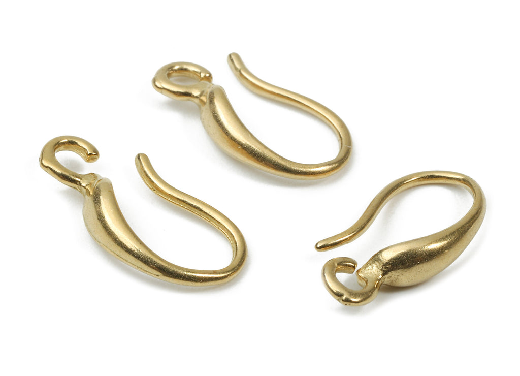 Brass Earring Hooks - Raw Brass Earring Wires - Brass Ear Hooks Findings - Jewelry Supplies - 14.87x7.47x1.51mm - PP2886 - DOMEDBAZAAR