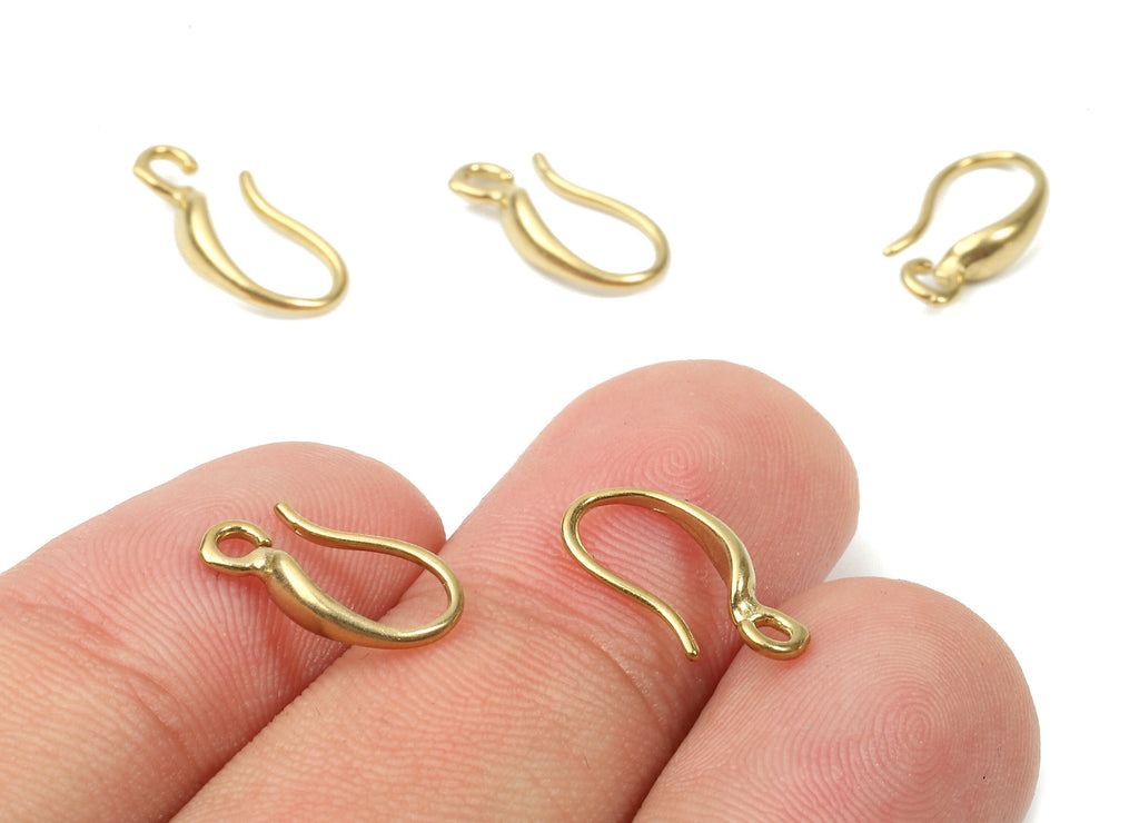 Brass Earring Hooks - Raw Brass Earring Wires - Brass Ear Hooks Findings - Jewelry Supplies - 14.87x7.47x1.51mm - PP2886 - DOMEDBAZAAR
