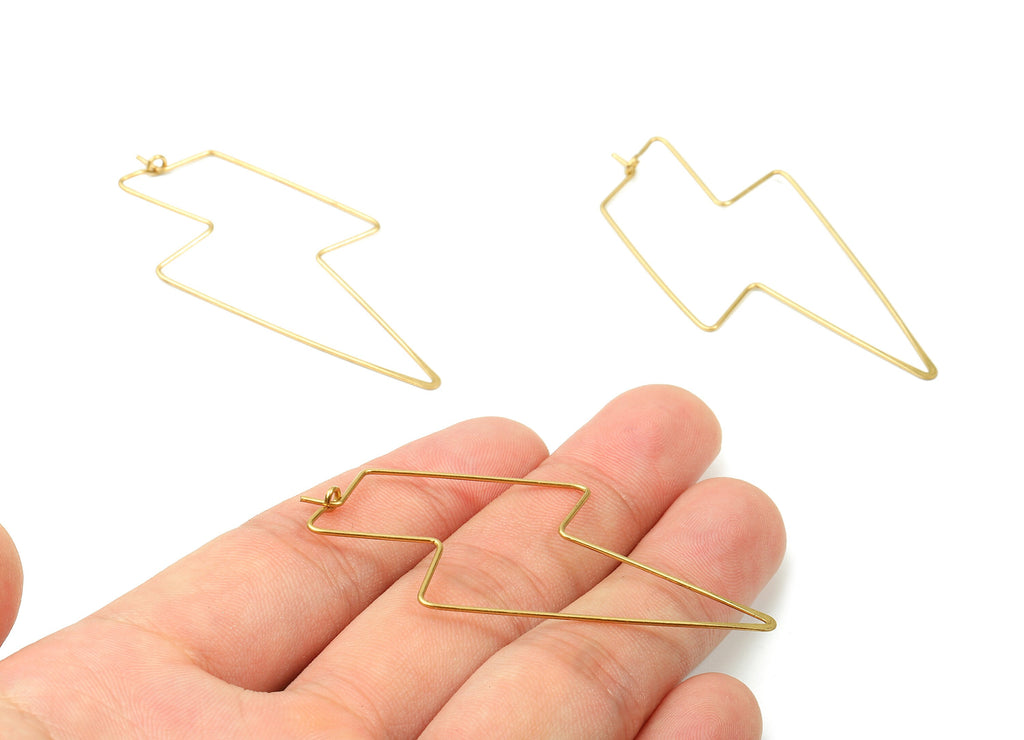 Brass Thunder Earring Wire - Raw Brass Thunder Earring Wires - Brass Earring Findings - Jewelry Supplies - 61.67x38.66x0.76mm - PP2882 - DOMEDBAZAAR