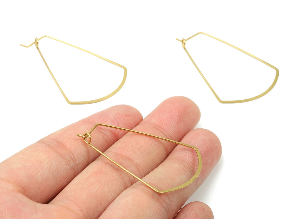 Brass Earring Wire - Raw Brass Geometric Earring Wires - Brass Earring Findings - Jewelry Supplies - 43.62x32.39x0.4mm - PP2860 - DOMEDBAZAAR