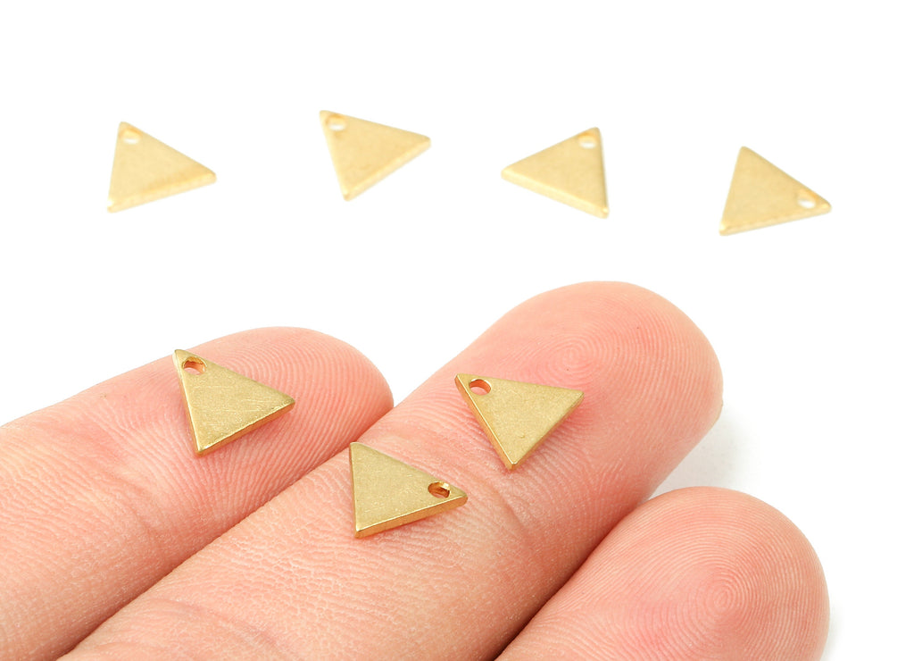 Brass Triangle Charms - Raw Brass Mini Triangle Earrings and Pendant - Brass Triangle Necklace - Jewelry Supplies - 8.45x7.43x1mm - PP2810 - DOMEDBAZAAR