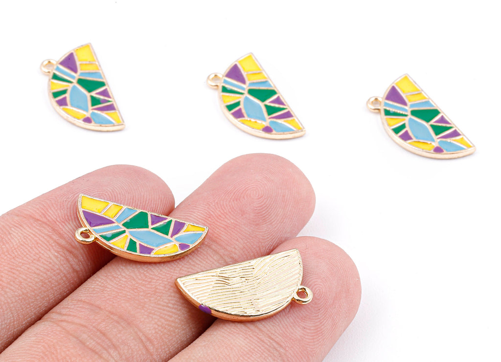Alloy Half Moon Charms - Zinc Alloy Half Circle Earrings - Half Moon Enamel Pendant - Necklace Pendant - 20.35x10.22x1.52mm - ZZ1393 - DOMEDBAZAAR