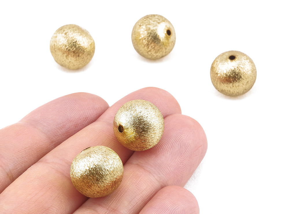 Brass Spacer Ball Beads - Raw Brass Spacer Ball Beads - Necklace Beads - Earring Findings - Jewelry Supplies - 14.18x13.6mm - PP2338 - DOMEDBAZAAR
