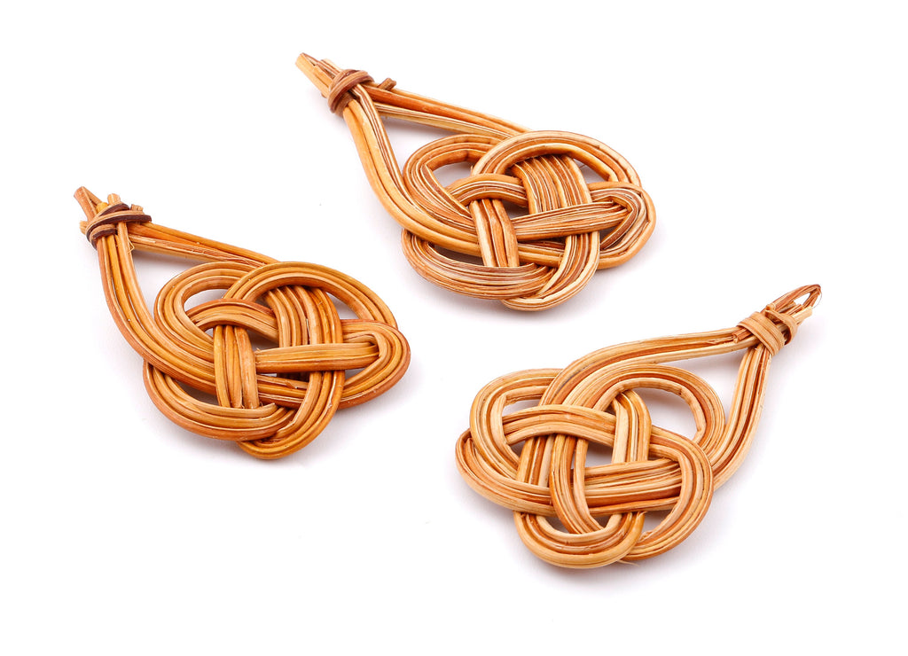 Handwoven Rattan Drop Charms - Drop Rattan Earrings andPendant - Woven Earrings - Jewelery Handmade - 56.87x32.72x4.73mm - RT1310 - DOMEDBAZAAR