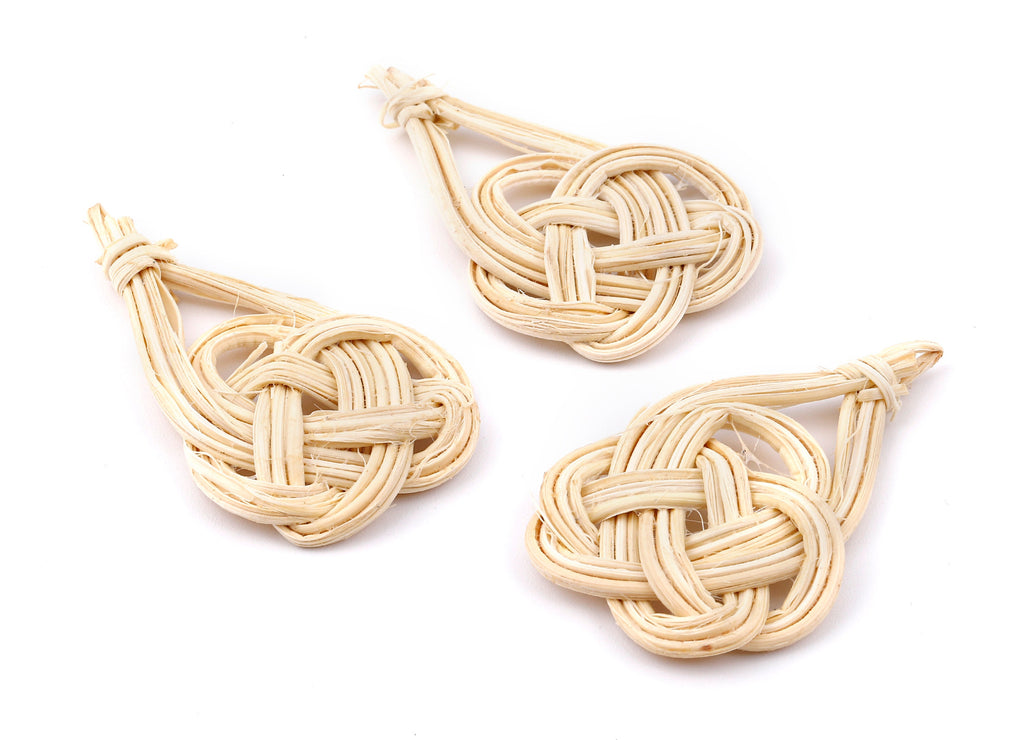 Handwoven Rattan Drop Charms - Drop Rattan Earrings and Pendant - Woven Earrings - Jewelery Handmade - 56.87x32.72x4.73mm - RT1311 - DOMEDBAZAAR