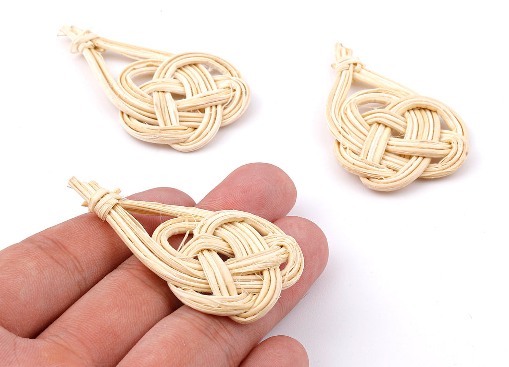 Handwoven Rattan Drop Charms - Drop Rattan Earrings and Pendant - Woven Earrings - Jewelery Handmade - 56.87x32.72x4.73mm - RT1311 - DOMEDBAZAAR