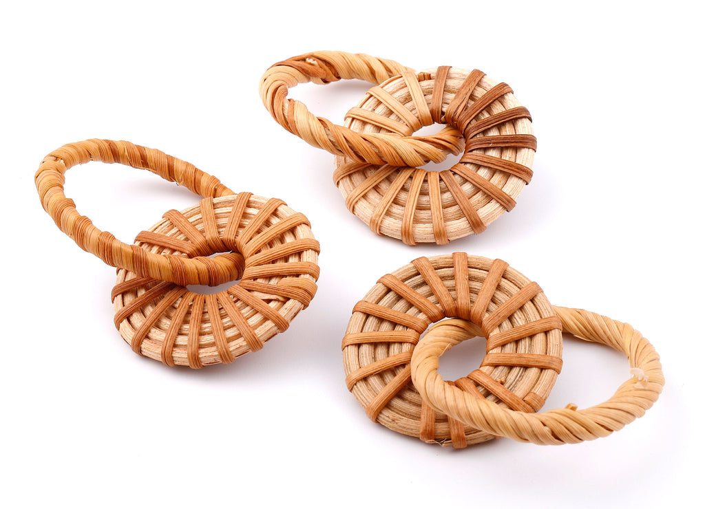 Handwoven Rattan Circle Charms - Circle Rattan Earrings and Pendant - Woven Earrings - Jewellery Handmade- 62.55x39.56x5.05mm - RT1314 - DOMEDBAZAAR