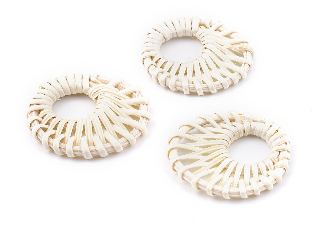 Handwoven Rattan Circle Charms - Circle Rattan Earrings and Pendant - Woven Earrings - Jewelry Handmade - 40.3x40.3x4.51mm - RT1324 - DOMEDBAZAAR